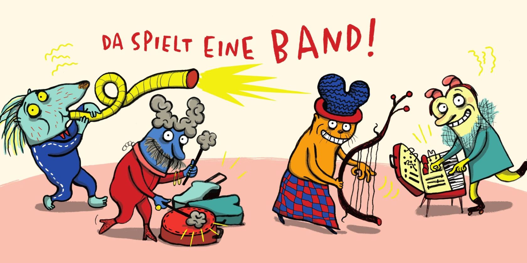Illustration von Nadia Budde aus ihrem Buch "Die Band, die keiner kennt", Peter Hammer Verlag, Wuppertal 2024., © Peter Hammer Verlag, Wuppertal 2024 Illustration von Nadia Budde aus ihrem Buch "Die Band, die keiner kennt", Peter Hammer Verlag, Wuppertal 2024., © Peter Hammer Verlag, Wuppertal 2024
