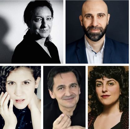 Stimmen einer zerrissenen Region: Podiumsdiskussion und Konzert, © Von links oben im Uhrzeigersinn: Raimond Spekking; Heike Steinweg; Ina Aydogan; Richard Byrdy; Andrej Grilc Stimmen einer zerrissenen Region: Podiumsdiskussion und Konzert, © Von links oben im Uhrzeigersinn: Raimond Spekking; Heike Steinweg; Ina Aydogan; Richard Byrdy; Andrej Grilc