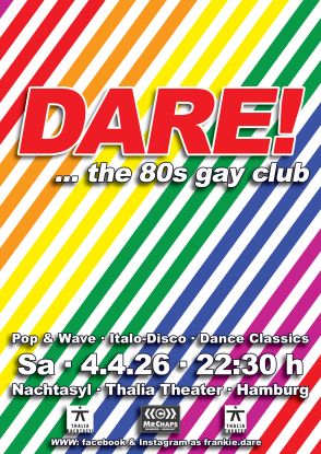 DARE! Flyer - 4. April 2026 - Nachtasyl - Thalia Theater - Hamburg, © Frankie Dare DARE! Flyer - 4. April 2026 - Nachtasyl - Thalia Theater - Hamburg, © Frankie Dare