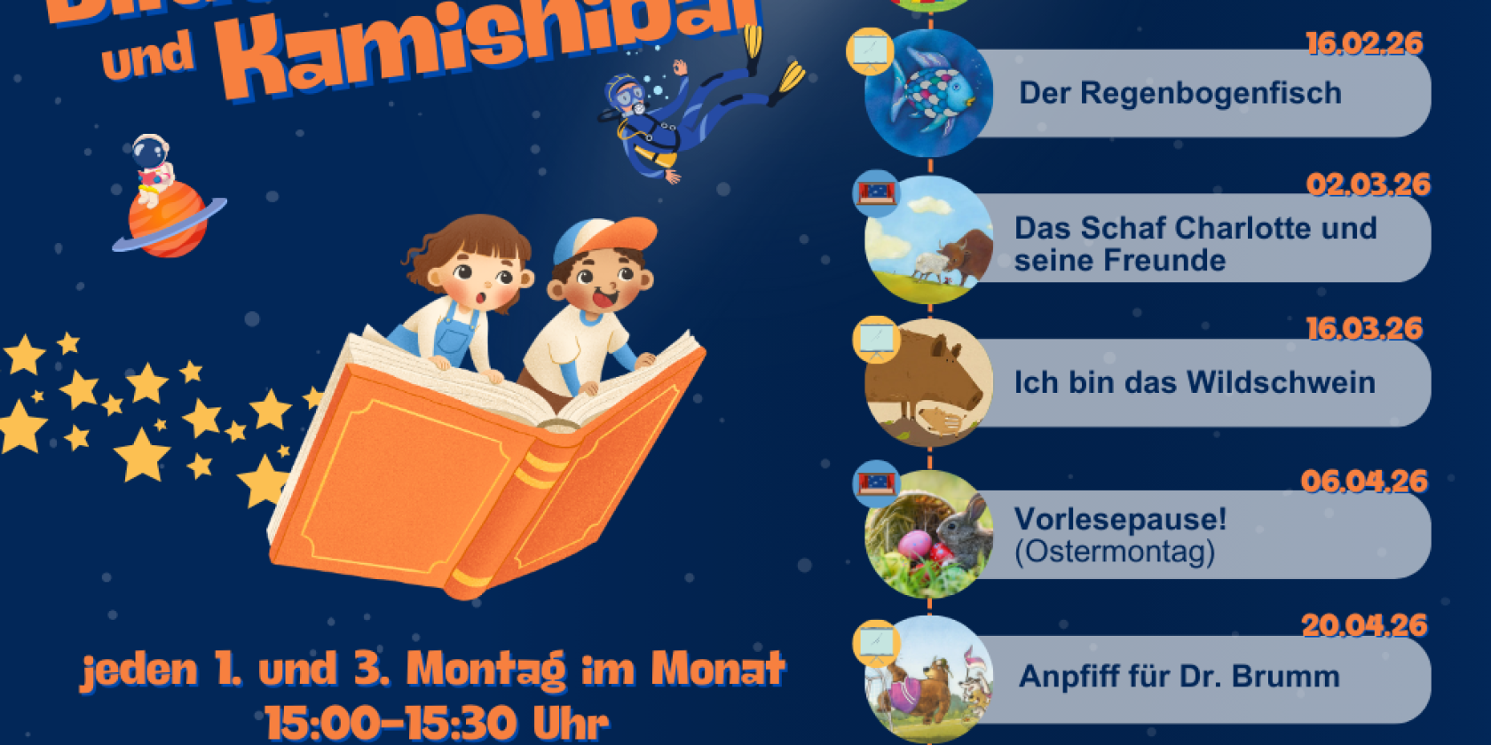 Termine Bilderbuchkino, © Stadtbibliothek Itzehoe Termine Bilderbuchkino, © Stadtbibliothek Itzehoe