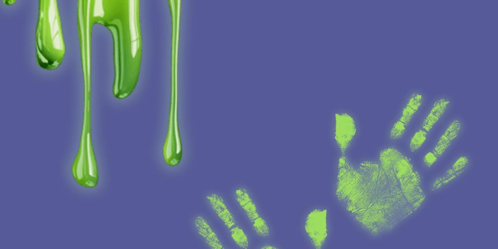Glowing slime next to glowing handprints, © Fledermaus-Zentrum GmbH Glowing slime next to glowing handprints, © Fledermaus-Zentrum GmbH