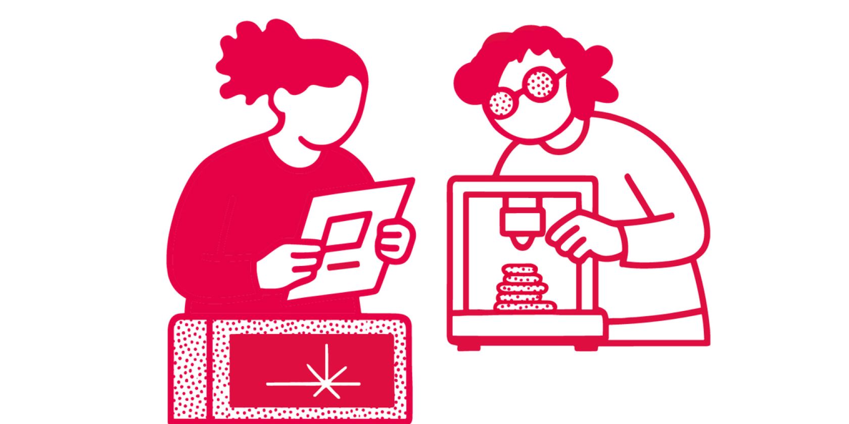 3D-Druck für Mini-Maker, © Stiftung Historische Museen Hamburg / Illustration: Giraffentoast. 3D-Druck für Mini-Maker, © Stiftung Historische Museen Hamburg / Illustration: Giraffentoast.