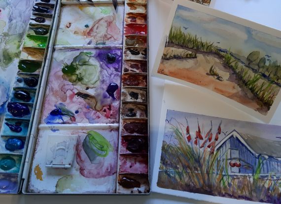 Kreative Auszeit und Urlaubserinnerungen im Aquarell festhalten., © Susanne Cromwell Kreative Auszeit und Urlaubserinnerungen im Aquarell festhalten., © Susanne Cromwell