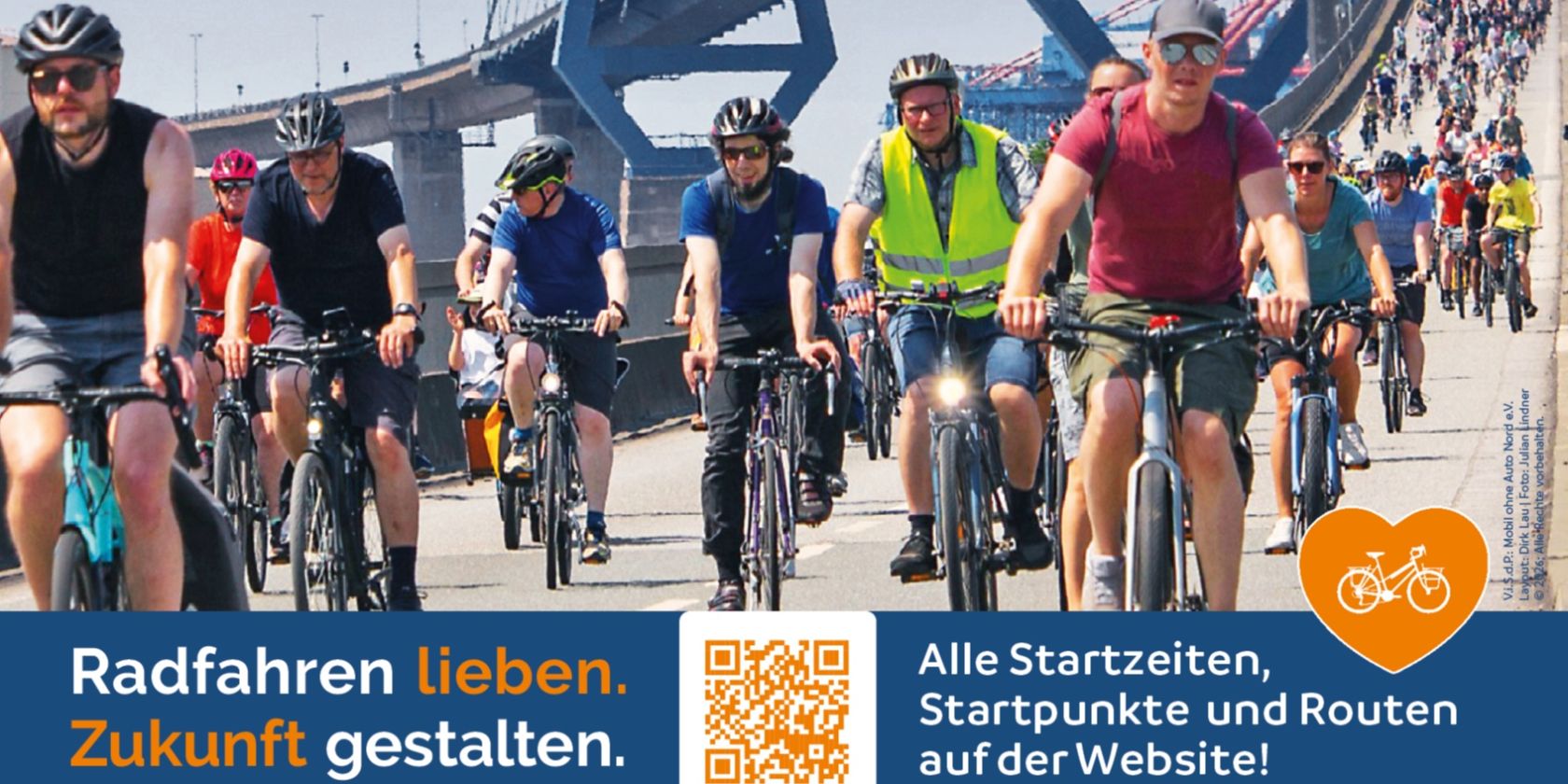 Fahrradsternfahrt über die Köhlbrandbrücke, © Fahrradsternfahrt 2026 Fahrradsternfahrt über die Köhlbrandbrücke, © Fahrradsternfahrt 2026