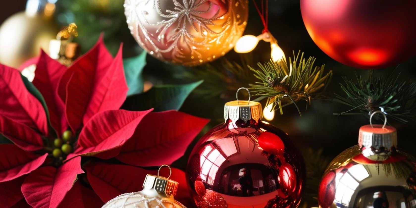 weihnachtszauber mit Christbaumkugeln und Weihnachtsstern, © SG Oldendorf-Himmelpforten KI generiert weihnachtszauber mit Christbaumkugeln und Weihnachtsstern, © SG Oldendorf-Himmelpforten KI generiert