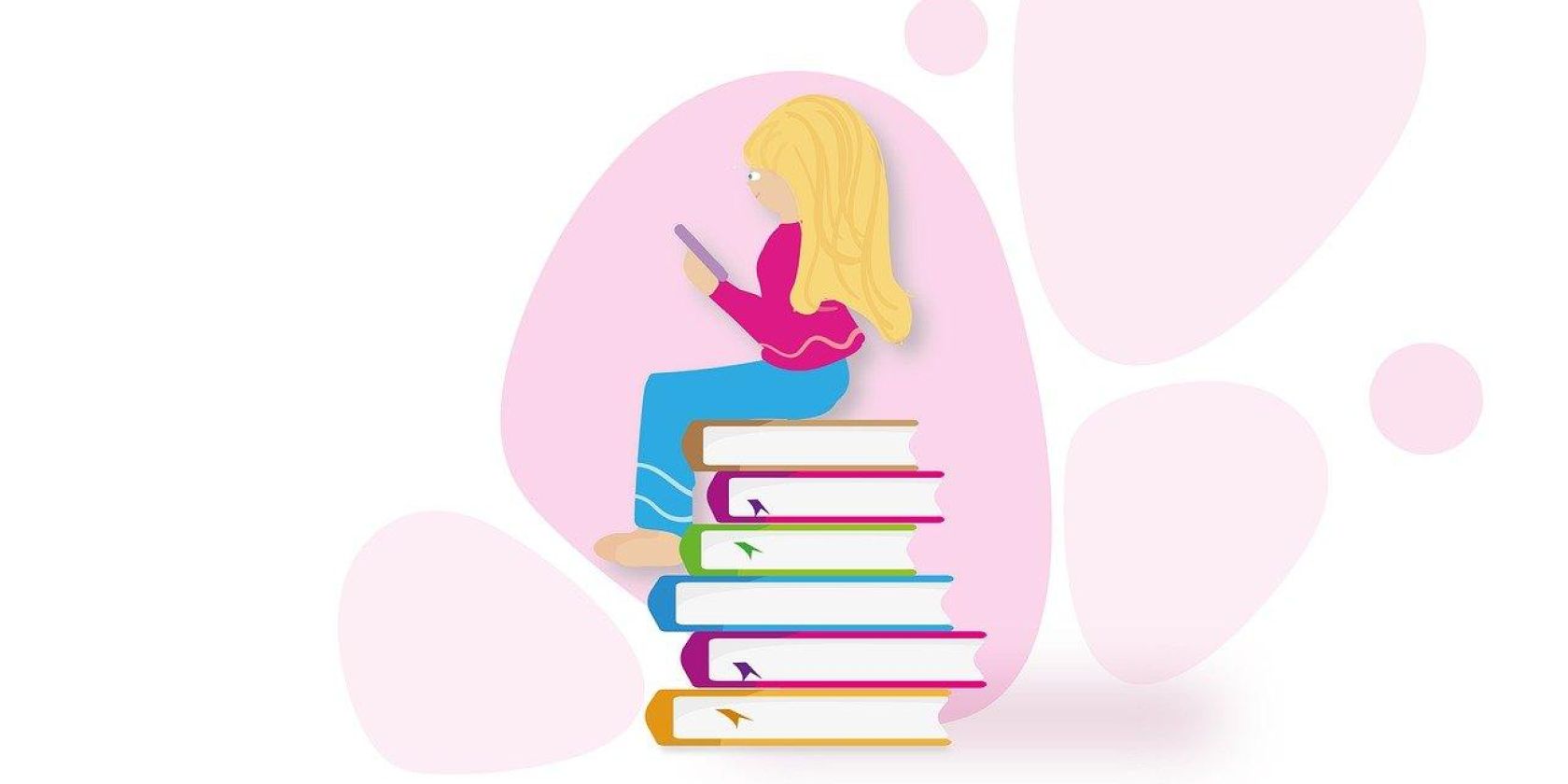 Mädchen sitzt auf Bücherstapel, © Bild von Alexandra_Koch auf Pixabay Mädchen sitzt auf Bücherstapel, © Bild von Alexandra_Koch auf Pixabay