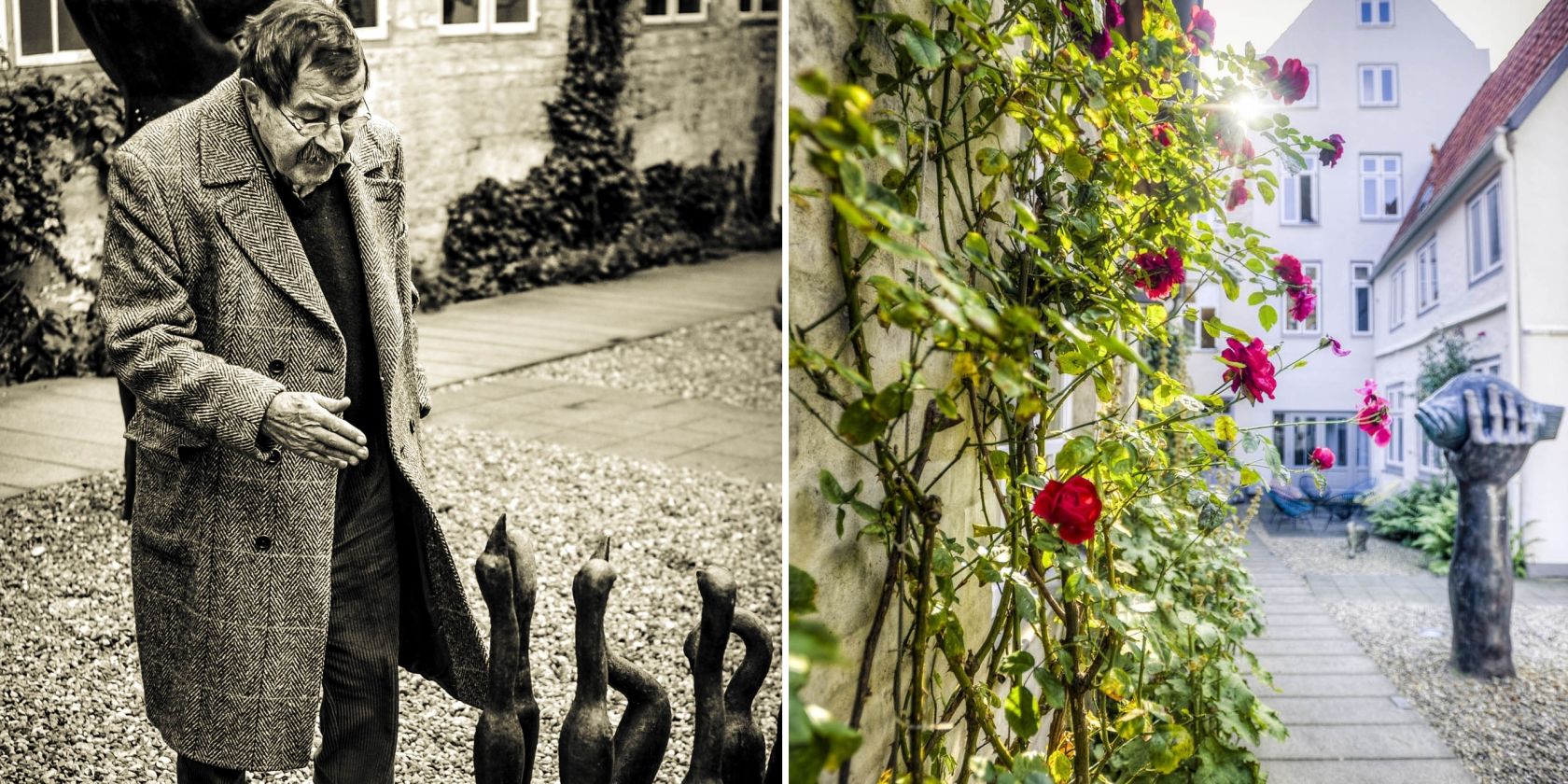 G&uuml;nter Grass neben seiner Skulptur 7 V&ouml;gel, &copy; Thorsten Wulff