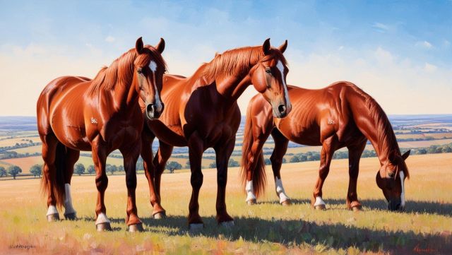 Pferd, Stuten in Landschaft, © SG Old-Him: KI generiert