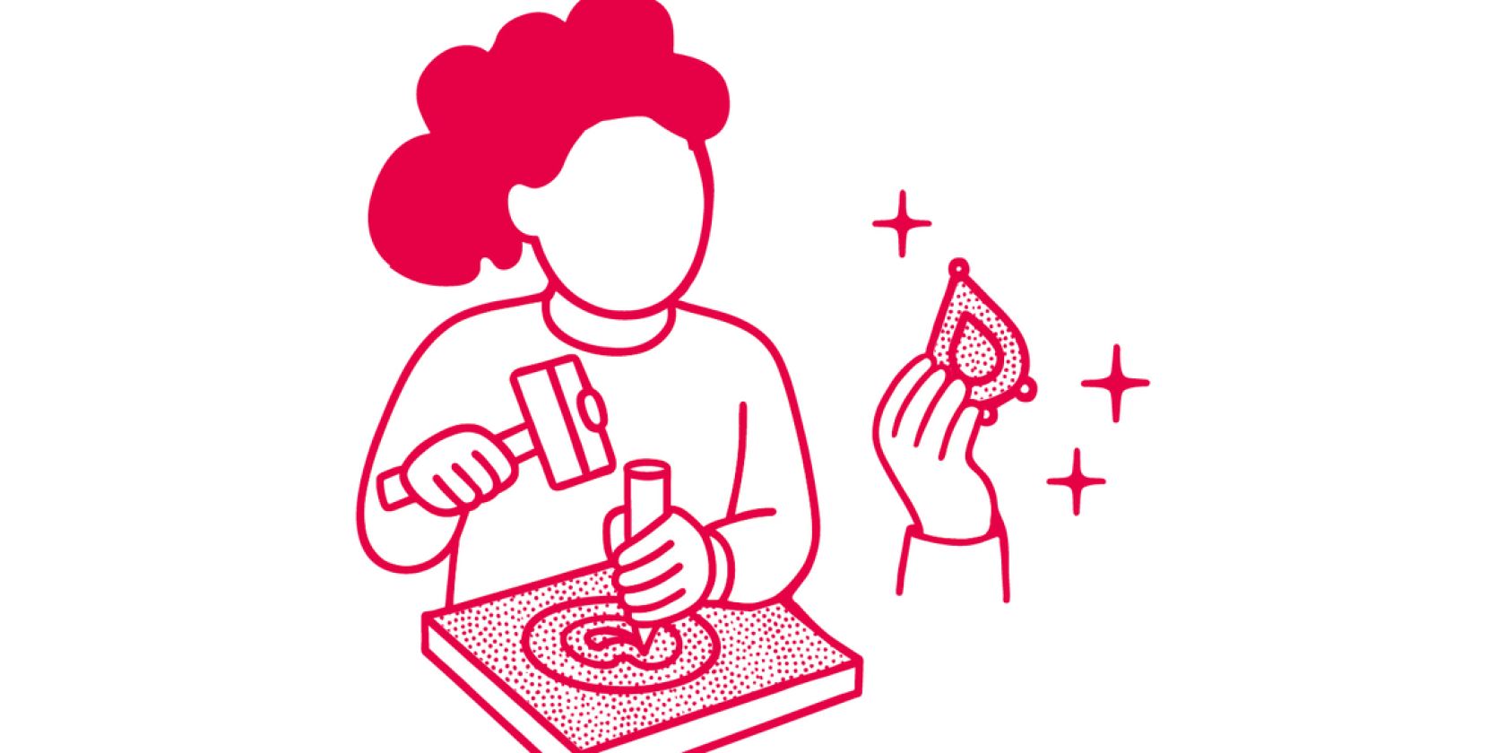 Von Kupferscheibe zum Schmuckst&uuml;ck, &copy; Stiftung Historische Museen Hamburg / Illustration: Giraffentoast.