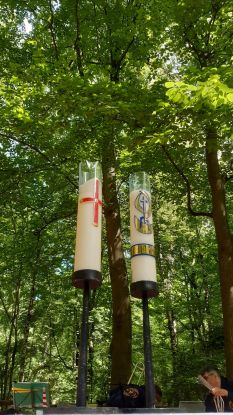 Kerzen im Pfingstwald, &copy; eigenes Bild