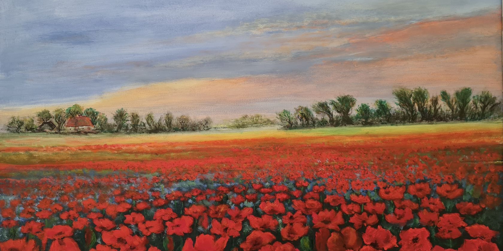 Paul Schubert: Mohnblumenfeld, Acrylmalerei, &copy; Petra Schubert