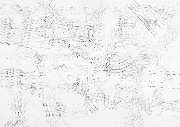 Katja Pudor, George Crumb, Black Angels, Thirteen Images from the Dark Land, 2025, Graphitstifte auf Papier, 42 x 59 cm, © Katja Pudor
