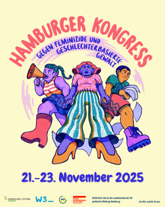 Anti-Feminizid-Kongress_Illu mit Datum_Judith Kranz, © W3_