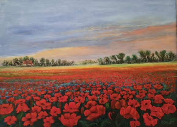 Paul Schubert: Mohnblumenfeld, Acrylmalerei, &copy; Petra Schubert