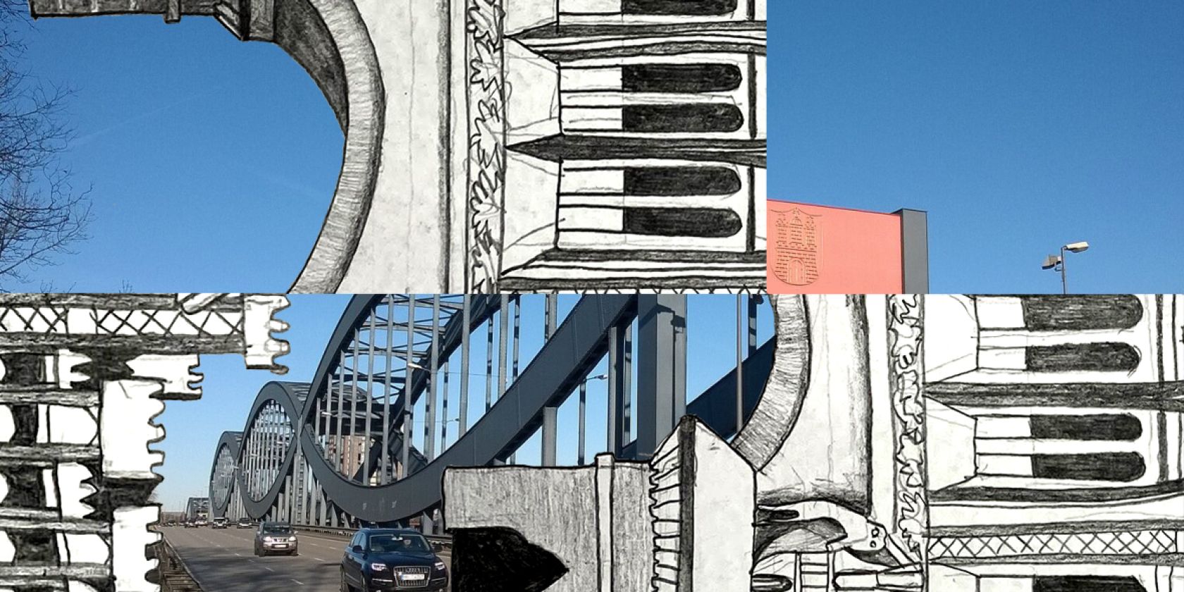Pilar Quinteros, Skizze f&uuml;r Neueelteneue Br&uuml;cke, &copy; Pilar Quinteros