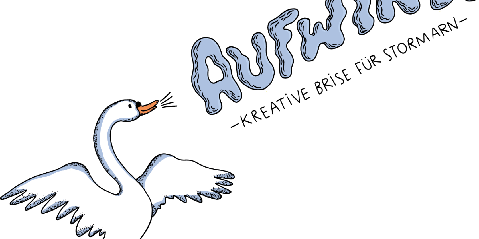 Schwan mit Schriftzug "Aufwind! - Kreative Brise f&uuml;r Stormarn", &copy; Grafik: Amrei Fiedler (c) Stabsbereich Kultur