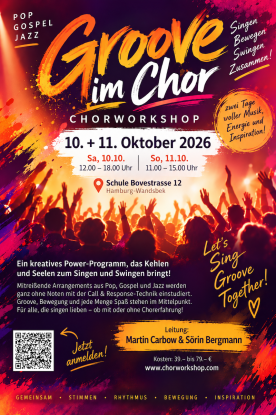 Chorworkshop "Groove im Chor" 10.+11. Oktober 2026 Hamburg, &copy; S&ouml;rin Bergmann Hamburg Singing Society
