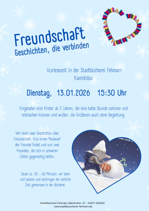 Vorlesezeit in der Stadtb&uuml;cherei Januar, &copy; Stadtb&uuml;cherei Fehmarn