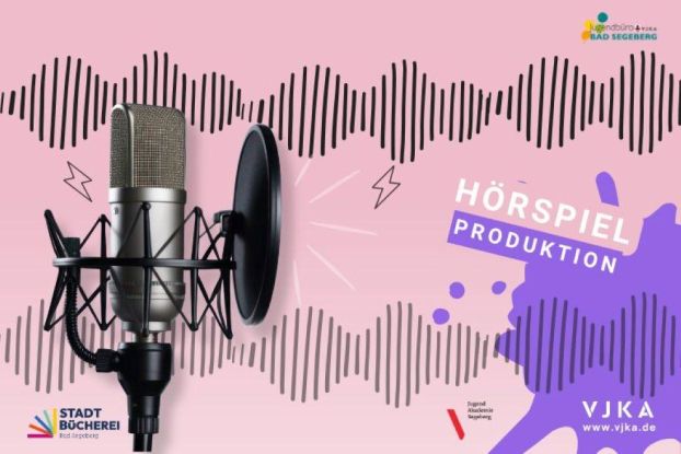 A microphone against a pink background, &copy; VJKA