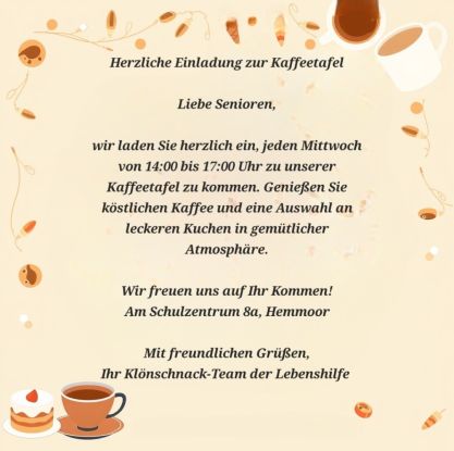 Kl&ouml;nschnack-Kaffeetafel, &copy; Lebenshilfe Hemmoor e.V.