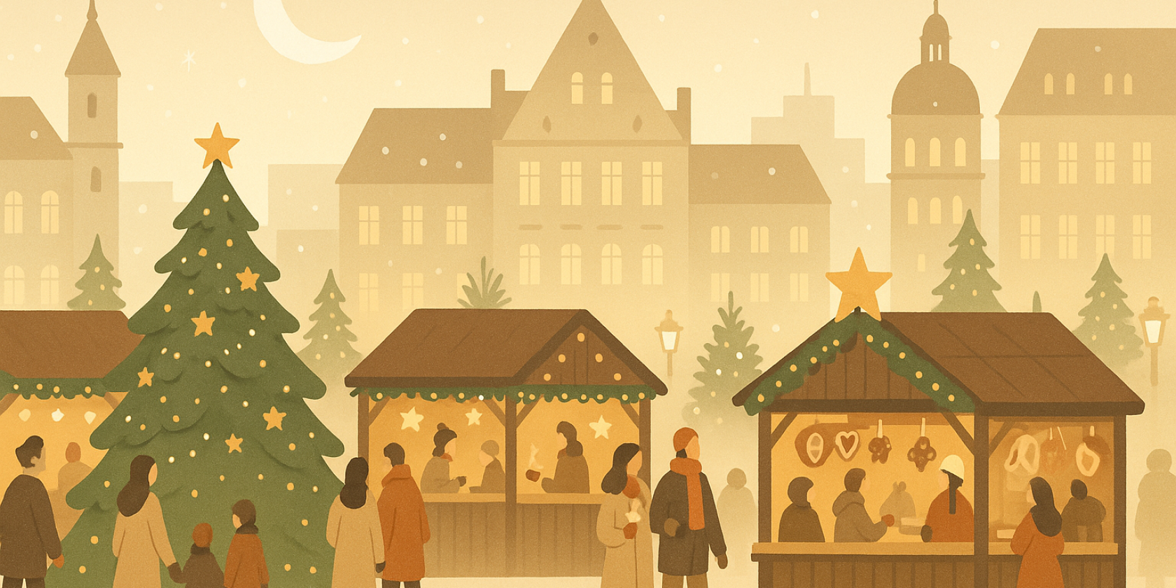 Weihnachtlicher Marktplatz bei Dämmerung, © Hamburg Tourismus GmbH