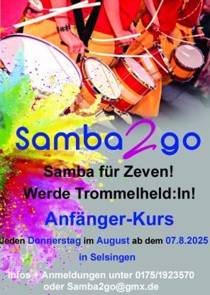 Samba2go - Samba für Zeven - Trommel-Anfänger-Kurs August 2025, © Hans-Jörg Regenspurg