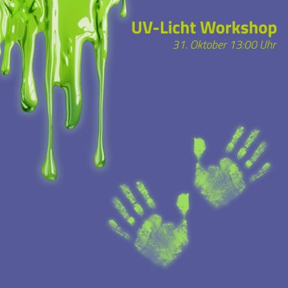 Glowing slime next to glowing handprints, &copy; Fledermaus-Zentrum GmbH