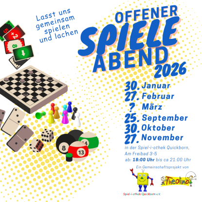 &Uuml;bersicht Termine Spieleabend 2026, &copy; Spiel-i-othek Quickborn e.V.