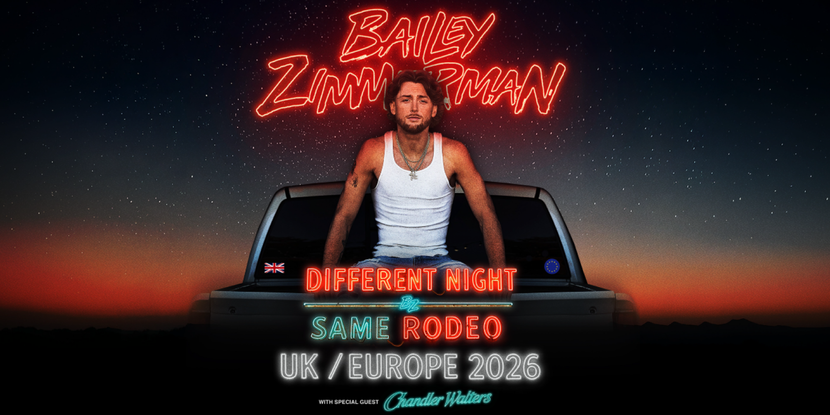 Bailey Zimmerman - Different Night Same Rodeo Tour 2026, &copy; links im Bild