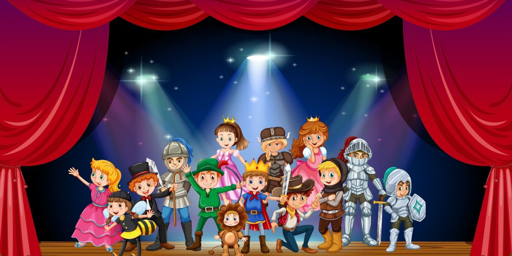 kinder-tragen-kostuem-auf-buehnenillustration_1308-40918, &copy; designed by freepik