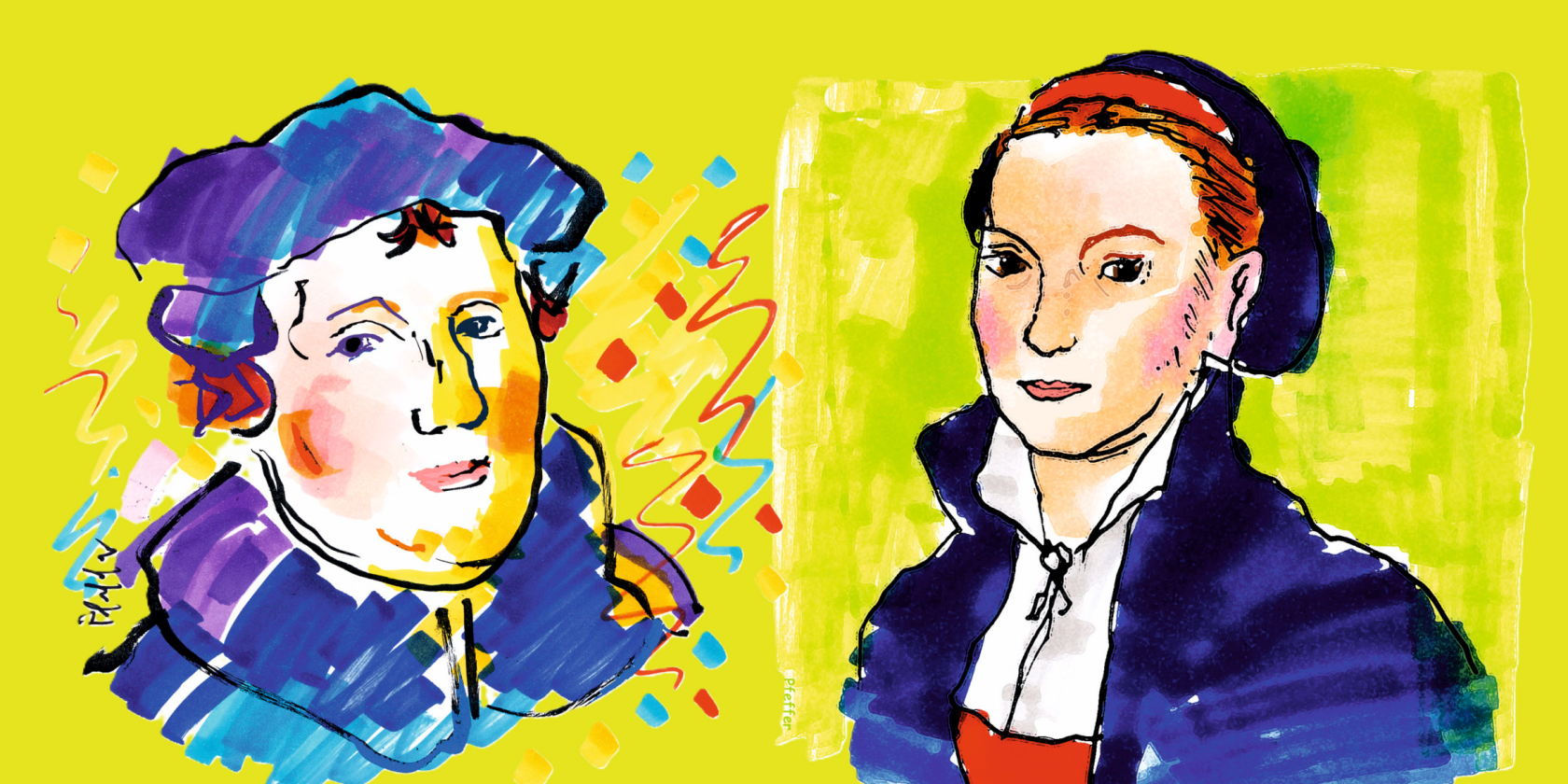 Martin Luther und Katharina Luther, &copy; Grafiken: Pfeffer