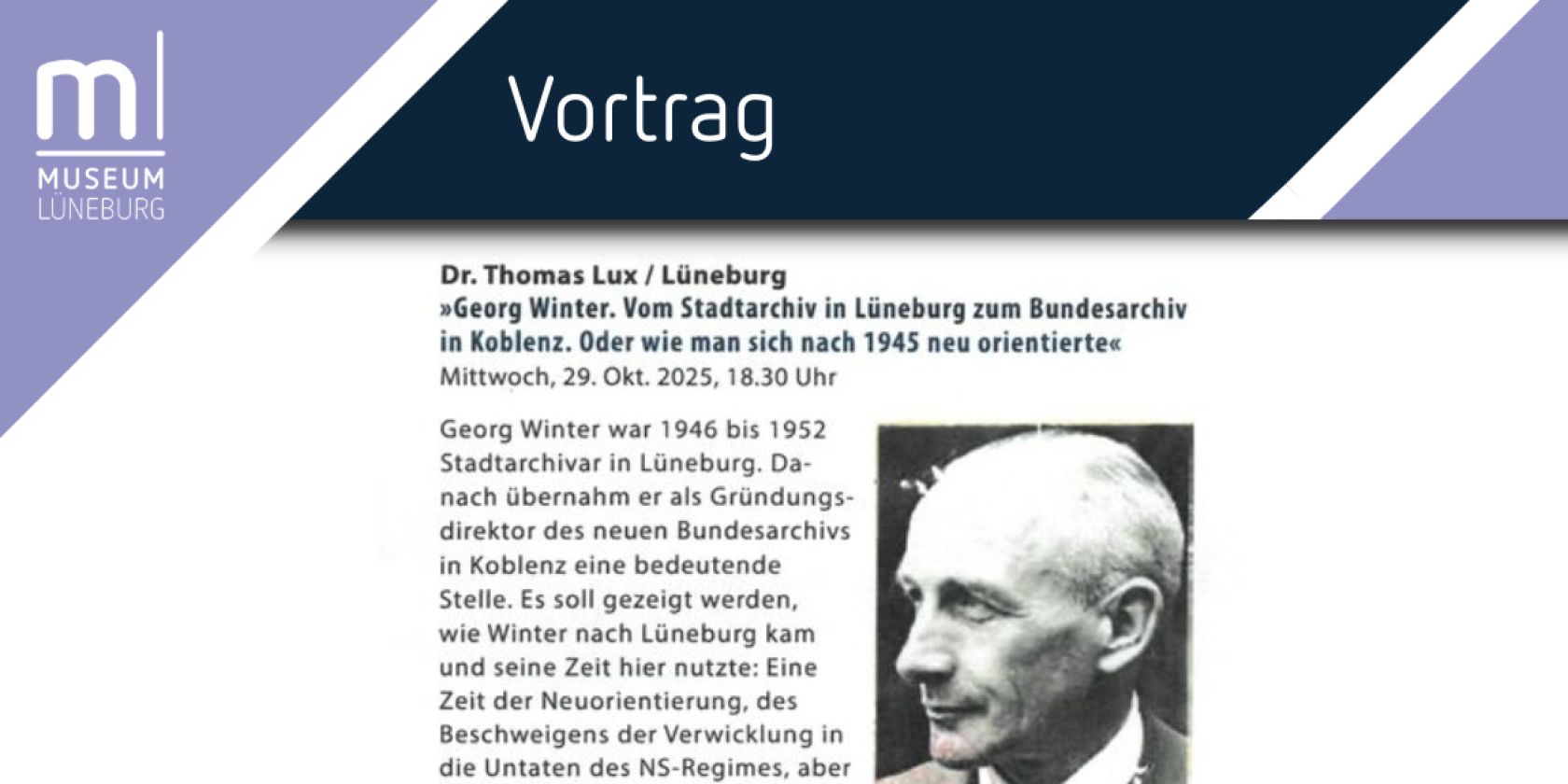 Vortrag &uuml;ber Georg Winter und das Stadtarchiv L&uuml;neburg, &copy; Museum L&uuml;neburg