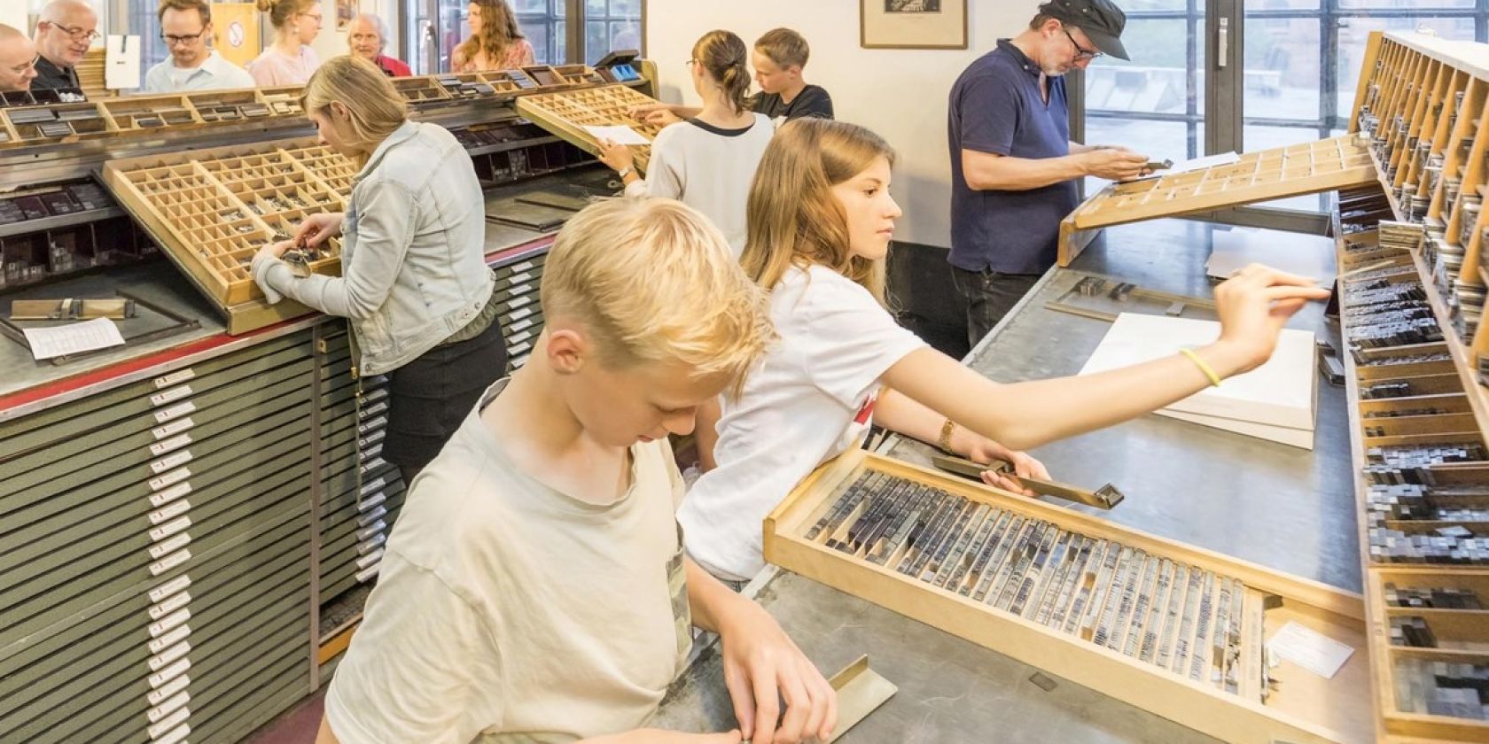 In der Buchdruck - Werkstatt, &copy; Sinje Hasheider. Stiftung Historische Museen Hamburg.