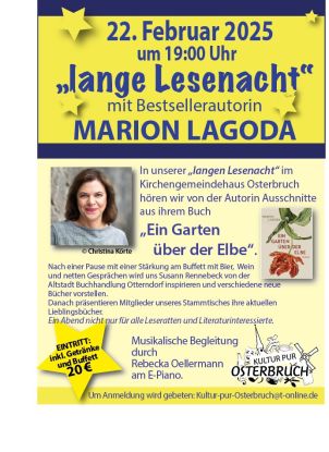 Lange Lesenacht mit der Autorin Marion Lagoda, © Kultur Pur Osterbruch