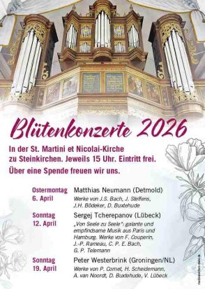 Bl&uuml;tenkonzert 2026 in der St. Martini et Nicolai-Kirche zu Steinkirchen an der A, &copy; Ev.-luth. Kirchengemeinde L&uuml;hekirchen