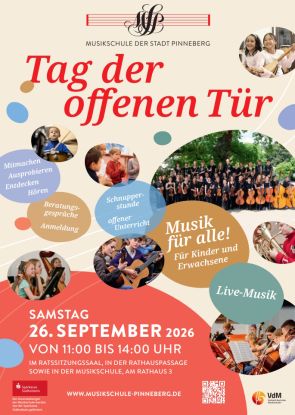 Plakat Tag der offenen T&uuml;r Musikschule Pinneberg, &copy; Musikschule der Stadt Pinneberg e. V.