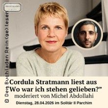 Lesung mit Cordula Stratmann - Wo war ich stehen geblieben?, &copy; links im Bild