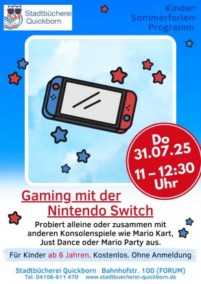KSP 2025 Gaming mit der Nintendo Switch vormittags, © Stadtbücherei Quickborn