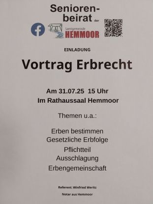 Vortrag Erbrecht 31.07.2025, © Seniorenbeirat SG Hemmoor