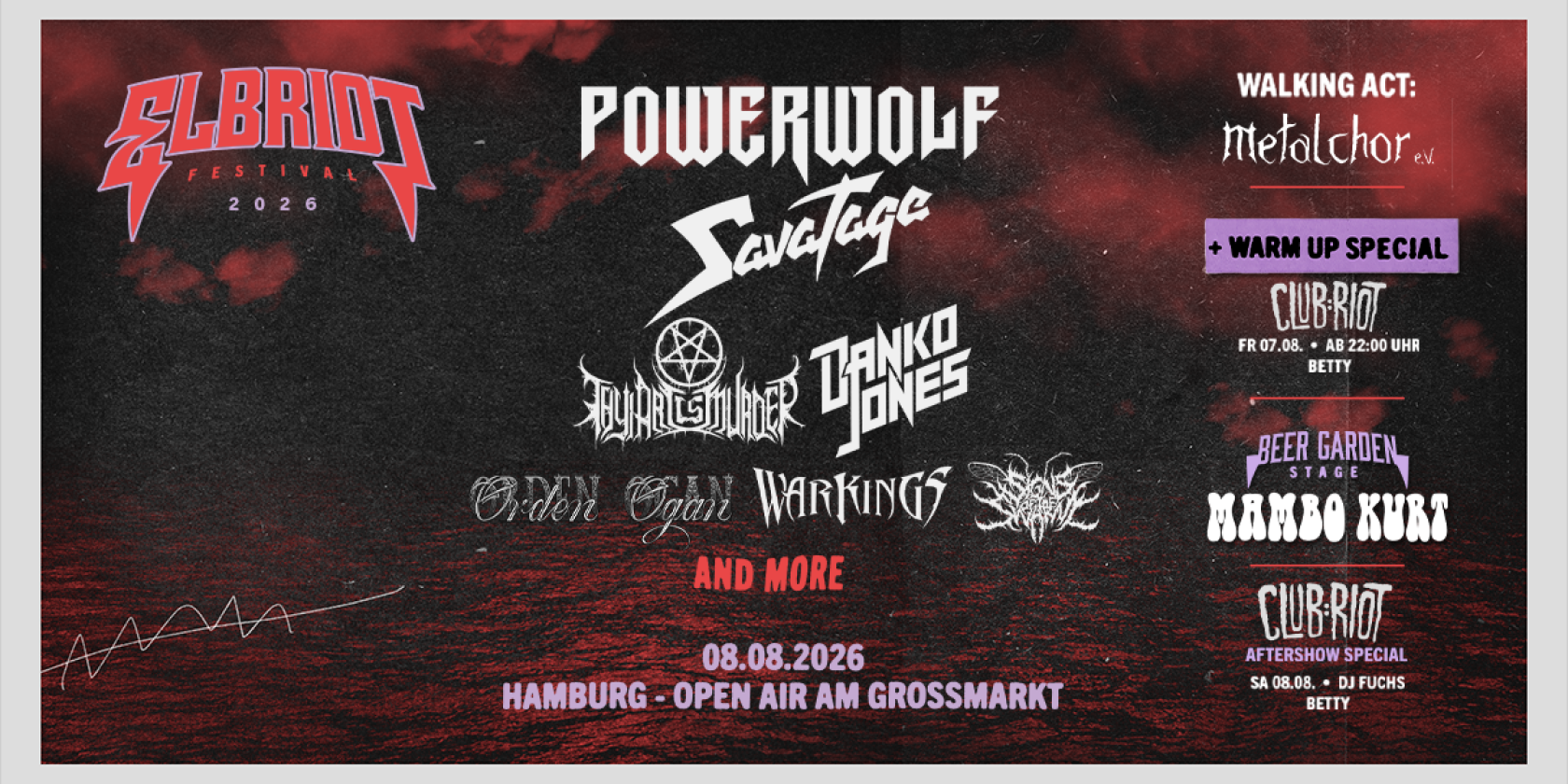 Elbriot Festival 2026 - mit Powerwolf, Savatage und vielen mehr!, &copy; links im Bild