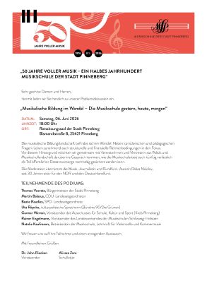 Einladung Podiumsdiskussion, &copy; Musikschule der Stadt Pinneberg e.V.