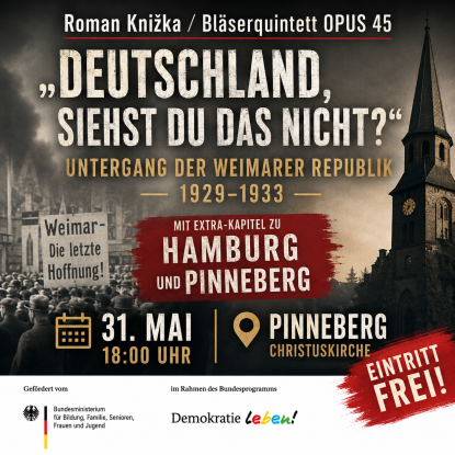 Hamburg und Pinneberg sind Schwerpunkt des Programms von Roman Knižka und dem Bl&auml;serquintett OPUS 45 am 31. Mai in der Pinneberger Christuskirche., &copy; Benjamin Comparot