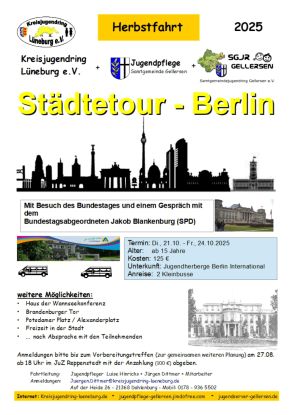Herbstfahrt zur politischen Bildung nach Berlin - Samtgemeindejugendring, © Kreisjugendring Lüneburg